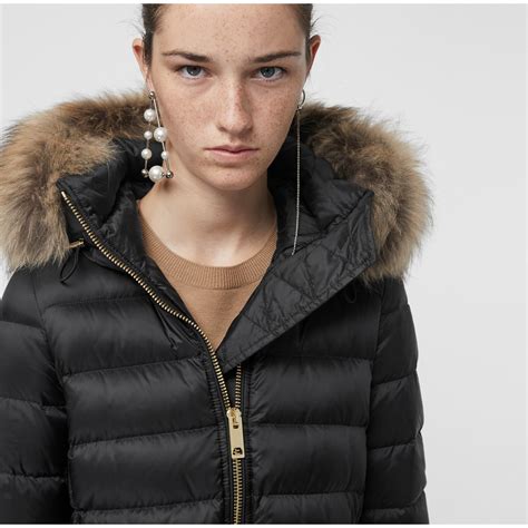 burberry fur trim puffer jacket